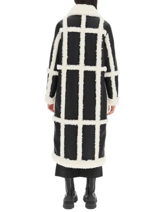 Stand Studio Patrice Faux Leather Shearling Coat Black 34 - Picture 12 of 16